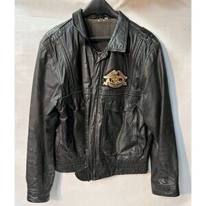 Vintage 1980s Leather Jacket Motorcycle Harley Owners Group Rage Elliot Castle